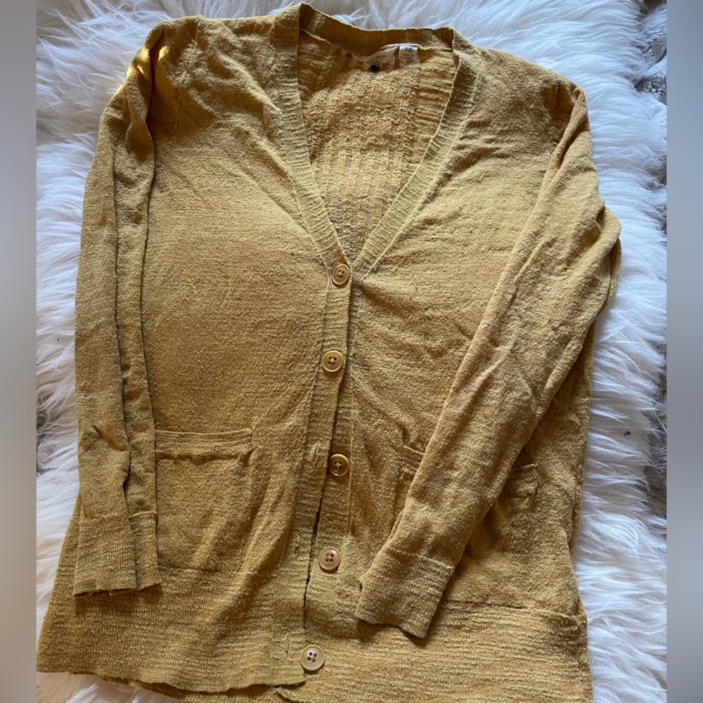 Lucky Brand Gold Cardigan V-Neck Sweater